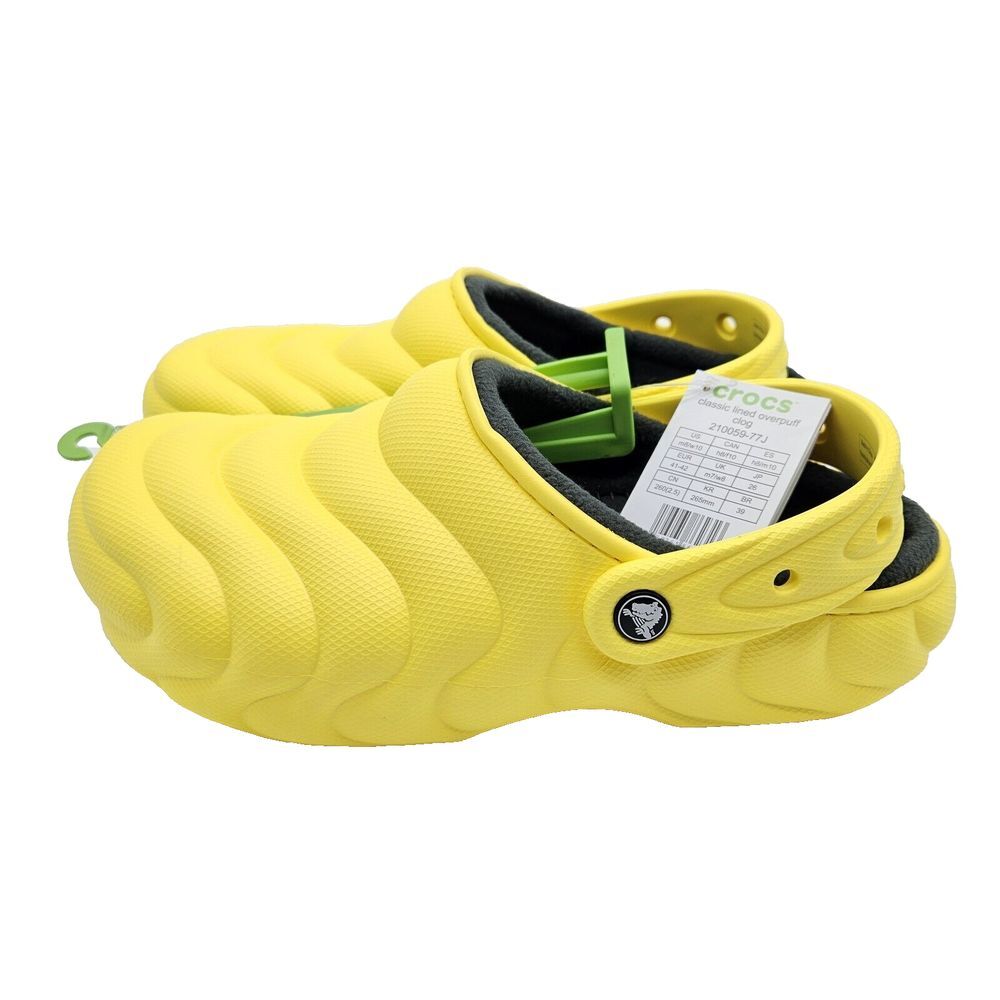 Crocs (Womens 10 Mens 8) Classic Lined Overpuff Clogs Sandals Cyber Yellow Shoes